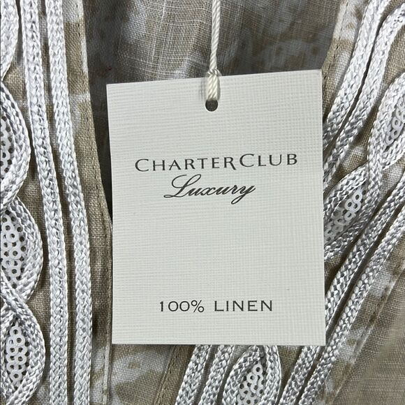 Charter Club Cream Paisley Relaxed Tunic Top 100% Linen - Picture 6 of 8